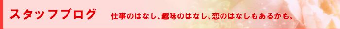 スタッフブログ 仕事のはなし、趣味のはなし、恋のはなしもあるかも。